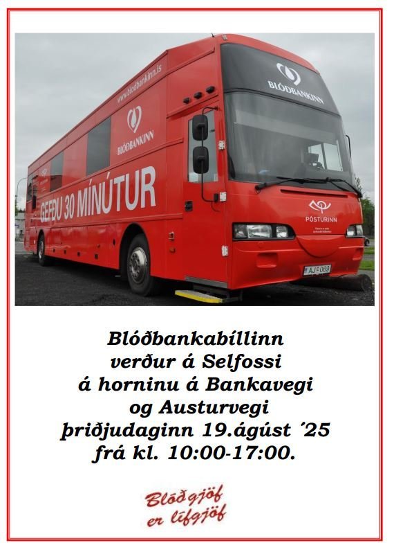 Blóðgjöf er lífgjöf - Blóðbankabíllinn 19. ágúst 2025