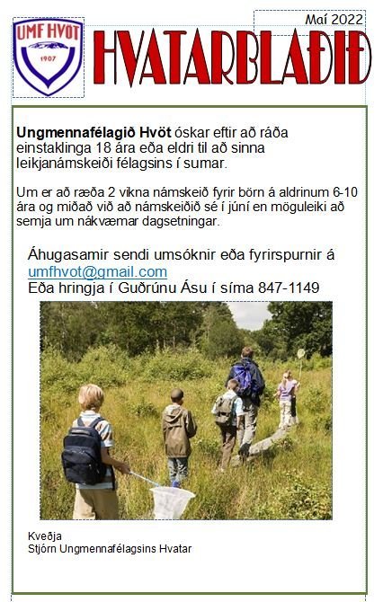Hvatarblaðið maí 2022