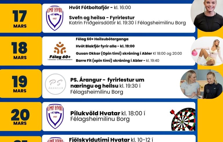 Dagskrá Heilsuvikunnar