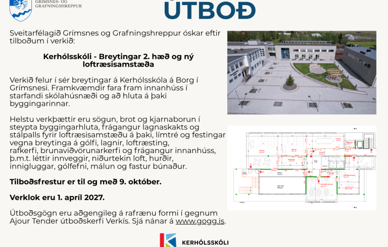 Útboð - Kerhólsskóli – Breytingar 2. hæð og ný loftræsisamstæða