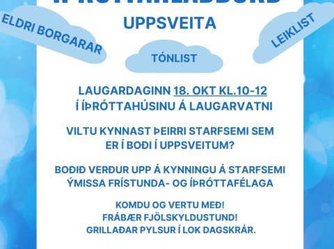 Frístunda- og íþróttahlaðborð á Laugarvatni 18.okt kl 10-12