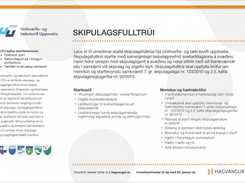 Laust til umsóknar starf skipulagsfulltrúa fyrir sveitarfélögin í uppsveitum Árnessýslu, Flóahrepp o&hellip;