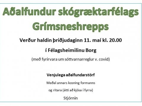Aðalfundur skógræktarfélags Grímsneshrepps