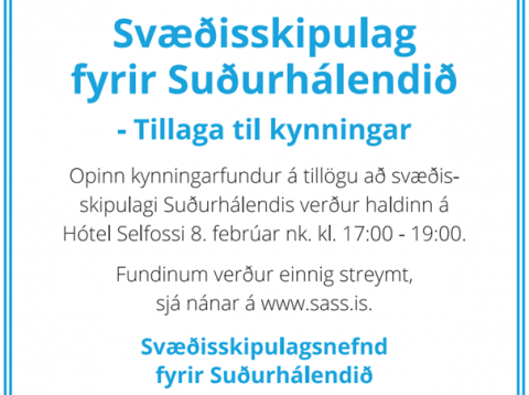 Frestur til athugasemda hefur verið framlengdur til 19. febrúar 2023 - Svæðisskipulag fyrir Suðurhál…