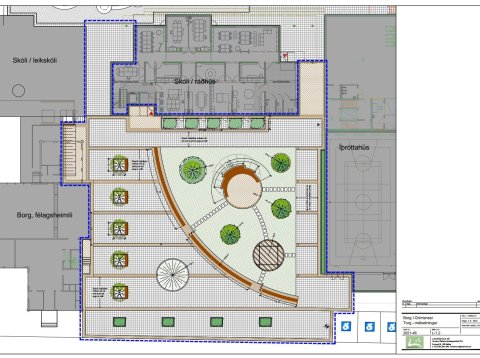 Framkvæmdir á torgi við stjórnsýsluhúsið á Borg