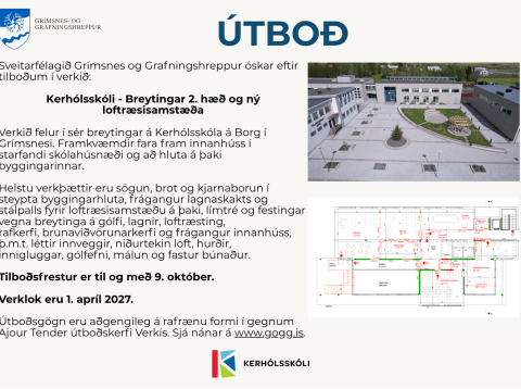 Útboð - Kerhólsskóli – Breytingar 2. hæð og ný loftræsisamstæða